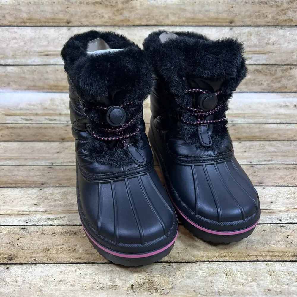 Children's Place Black Pink Snow Boots Toddler Girls Size 11